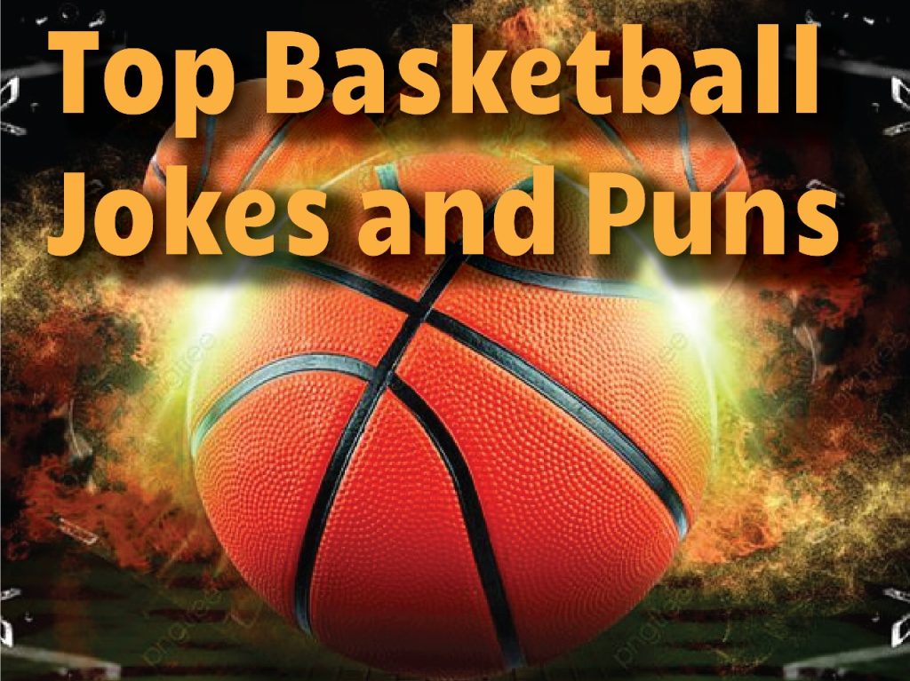 Top Basketball Jokes and Puns text written over the image of glowing basketballs in backgroud
