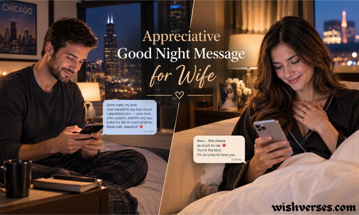 Appreciative Good Night Message for Wife